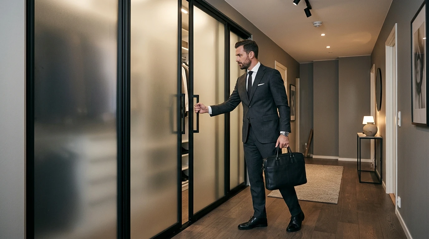 Распашной шкаф в гостиную, дуб натуральный светлый